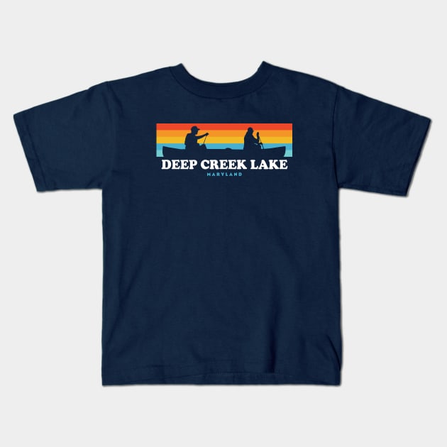 Deep Creek Lake Maryland Canoe Kids T-Shirt by esskay1000